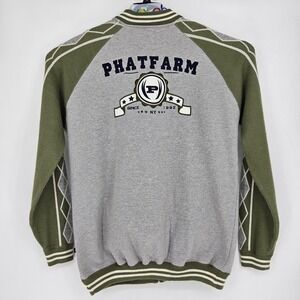 Vintage Phat Farm Sweatshirt Mens‎ XXL Full Zip 90s Y2K Sweater Argyle